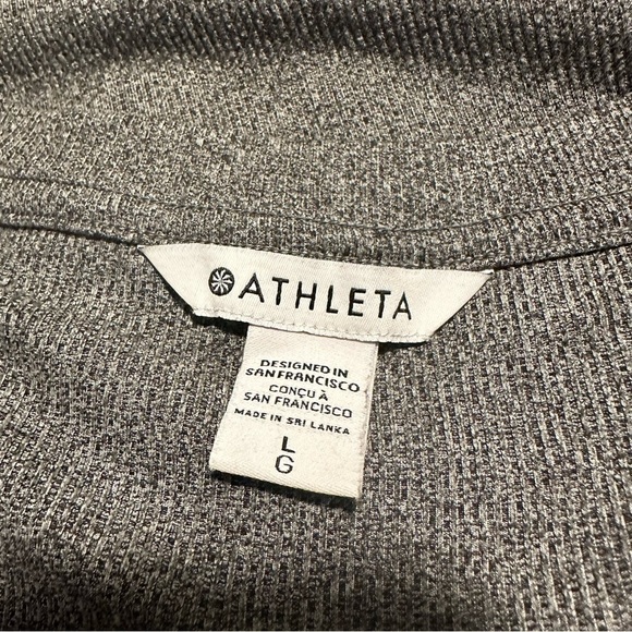 athleta uptempo ribbed henley grey long sleeve top - Picture 9 of 9